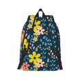 thumbnail image 2 of Honeii Blue Floral Print Canvas College Laptop Backpack, Durable Rucksack Travel Notebook Bag School Backpack Book Bag for Men Women-Small, 2 of 7