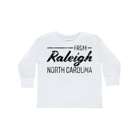 

Inktastic From Raleigh North Carolina in Black Distressed Text Gift Toddler Boy or Toddler Girl Long Sleeve T-Shirt