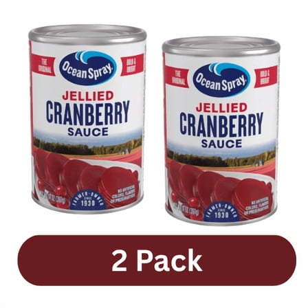 Jellied Cranberry Sauce, Canned Side Dish, 14 oz Can (2 Pack)