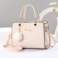 thumbnail image 1 of Plush Ball Decor Satchel Bag, Stylish Solid Color Hand Bag, Women's Office & Work Shoulder Purse, 1 of 4