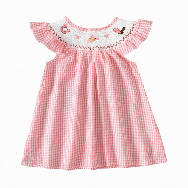 gdxvjhbj Robes pour Bébés Filles Robes pour Filles Robe pour Tout-Petites Filles Décontractée de Fête Imprimée Robe Trapèze Robe d'Été 3T 4T (Rose, 3-4 Ans)