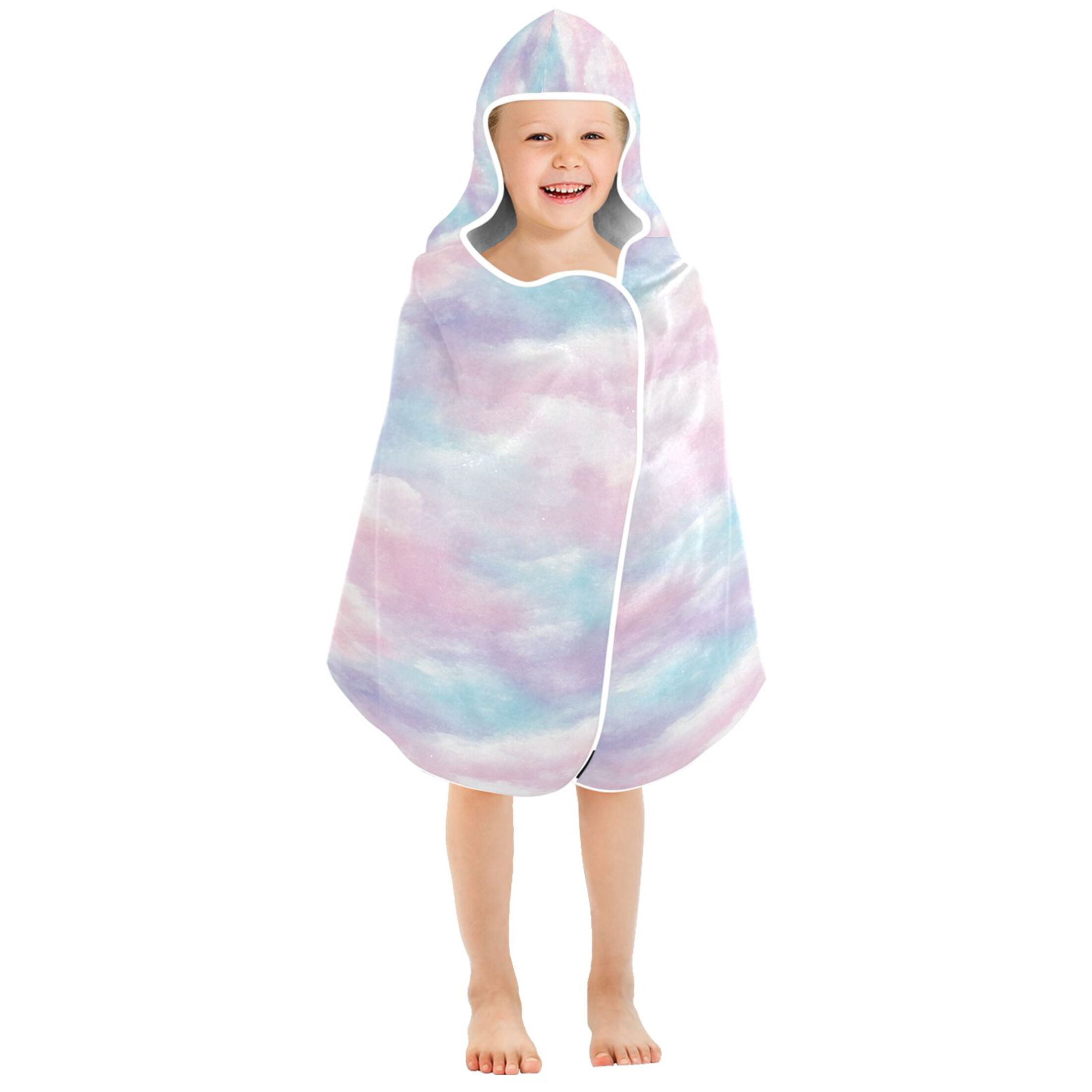 Pastel Clouds 50x23.5" Baby Hooded Bath Towel Poncho, Quick-Dry and Triangle Pocket, Kids' Essential