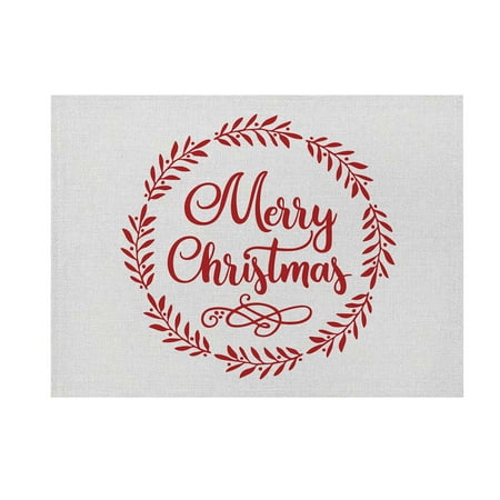 

hoksml Christmas Clearance Deals Christmas Decorations Christmas Placemat Cotton And Linen Cartoon Printing English Table Mat Holiday Decoration