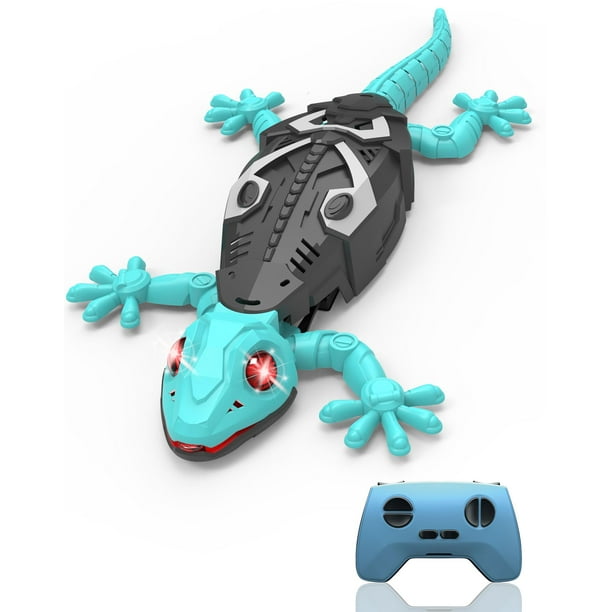 Gecko trepador de pared con control remoto para niños de 3 años, gecko trepador de pared azul, lagarto eléctrico con control remoto y ojos LED brillantes, regalo genial de Navidad y cumpleaños para ni