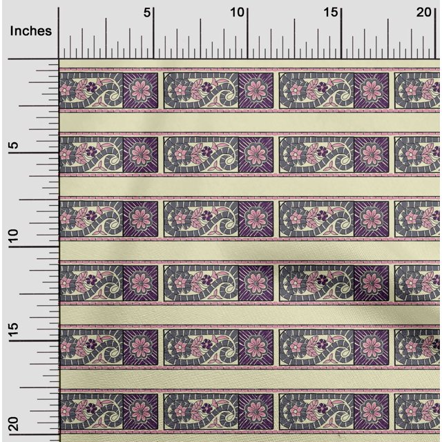 oneOone Tissu Popeline de Coton Imprimé Feuilles & Fleurs BTY 56 Pouces de Large