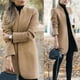 thumbnail image 3 of Women Winter Business Coat Stand Collar Mid-Length Slim Long Fleece Jacket, 3 of 5