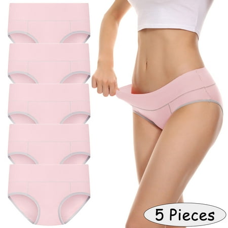 

WNG 5 Pieces Underpants Patchwork Color Underwear Panties Bikini Solid Womens Briefs Knickers
