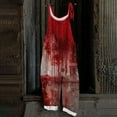 thumbnail image 2 of WTOBBY Women's Casual Jumpsuit in Loose Retro Fit with Halloween Print, Suspenders Made from Cotton and Linen, Comfortable for Daily Activities,Deep Red2XL, 2 of 6
