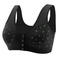 thumbnail image 2 of CHGBMOK Daisy Bras for Older Women,Convenient Snap Front Close Button Cotton Bras,Full Support Wide Back No Underwire Bras, 2 of 6