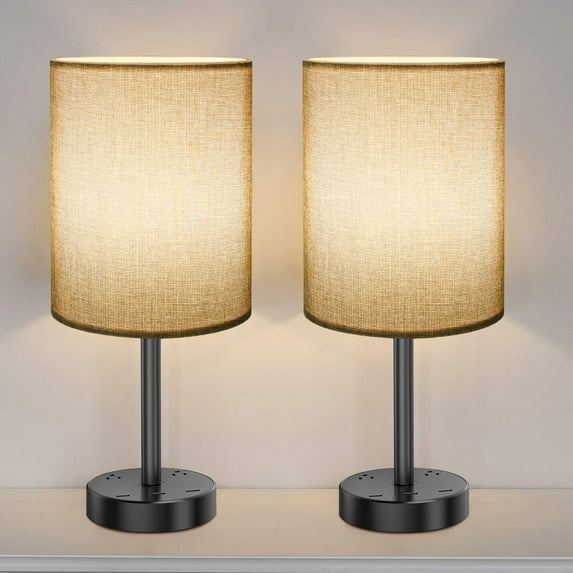 AGPTEK USB Table Lamp Set of 2, Touch Control Desk Lamp with 3 USB Charging Ports & 2 AC Outlet, 3 Level Brightness,7Ft Power Cord for Home Bedroom Dorm Office