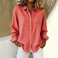 thumbnail image 2 of IMENGL Women's Long Sleeved Shirts Spring And Autumn Striped Printed Button Down Shirts Retro Shirts Fashionable Daily Casual Tops Red XXL, 2 of 4