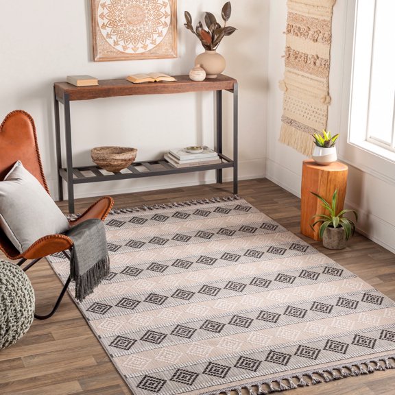 Livabliss Palermo Global Tribal Area Rug,7'10" x 10',Grey/Tan