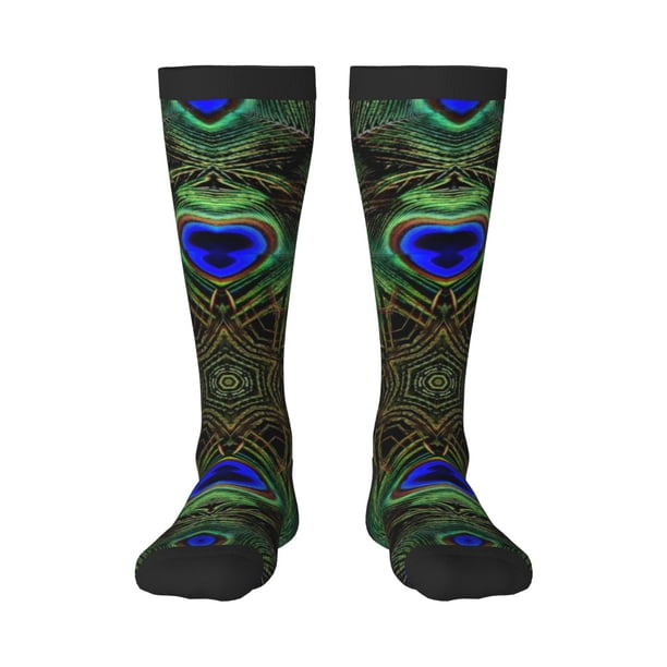 Balery Peacock Feathers Calcetines novedosos Calcetines deportivos Calcetines hasta la rodilla Calcetines de algodón Calcetines originales y geniales