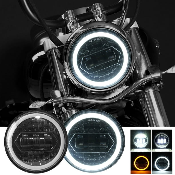 kølig rørledning Udfordring 1PCS Motorcycle Headlight 5.75in 6000K 20000LM HaloCrystal No-flickering  IP67 Waterproof DRLTurn SignalLow Beam/ Headlight - Walmart.com