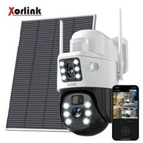 Xorlink 4K/8MP Solar Security Camera, 360° View Wireless Outdoor Camera, Waterproof PIR Detection, Rechargeable Battery Powered Home Dual Lens Surveillance Camera with Color Night Vision 2-Way Audio
