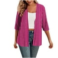 thumbnail image 2 of Agkizg Womens Fall Clothing Plus Size Womens Tops Long Sleeve Blouses Casual Fashion Loose Fitting Random Vertical Stripe 3/4 Sleeve Cardigan Tops L, 2 of 5