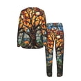 thumbnail image 4 of 2 Pack Women's Pajamas Set Sleepwear Loungewear Pjs Sets with Pockets, Trees Stained Glass Art, 4 of 6