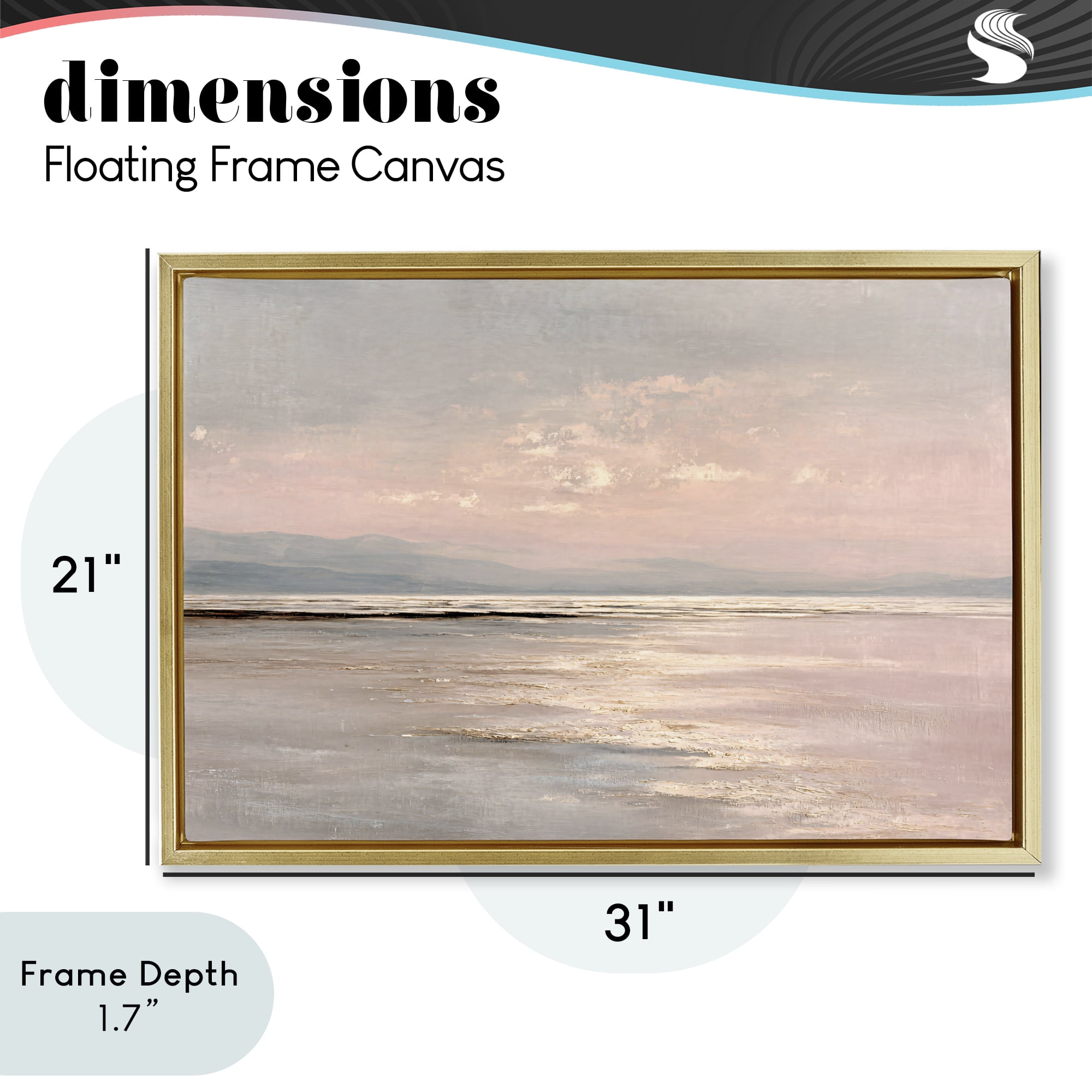 Stupell Industries Vast Blush Seascape Gold Framed Floater Canvas Wall Art, design by Jacky Ngan