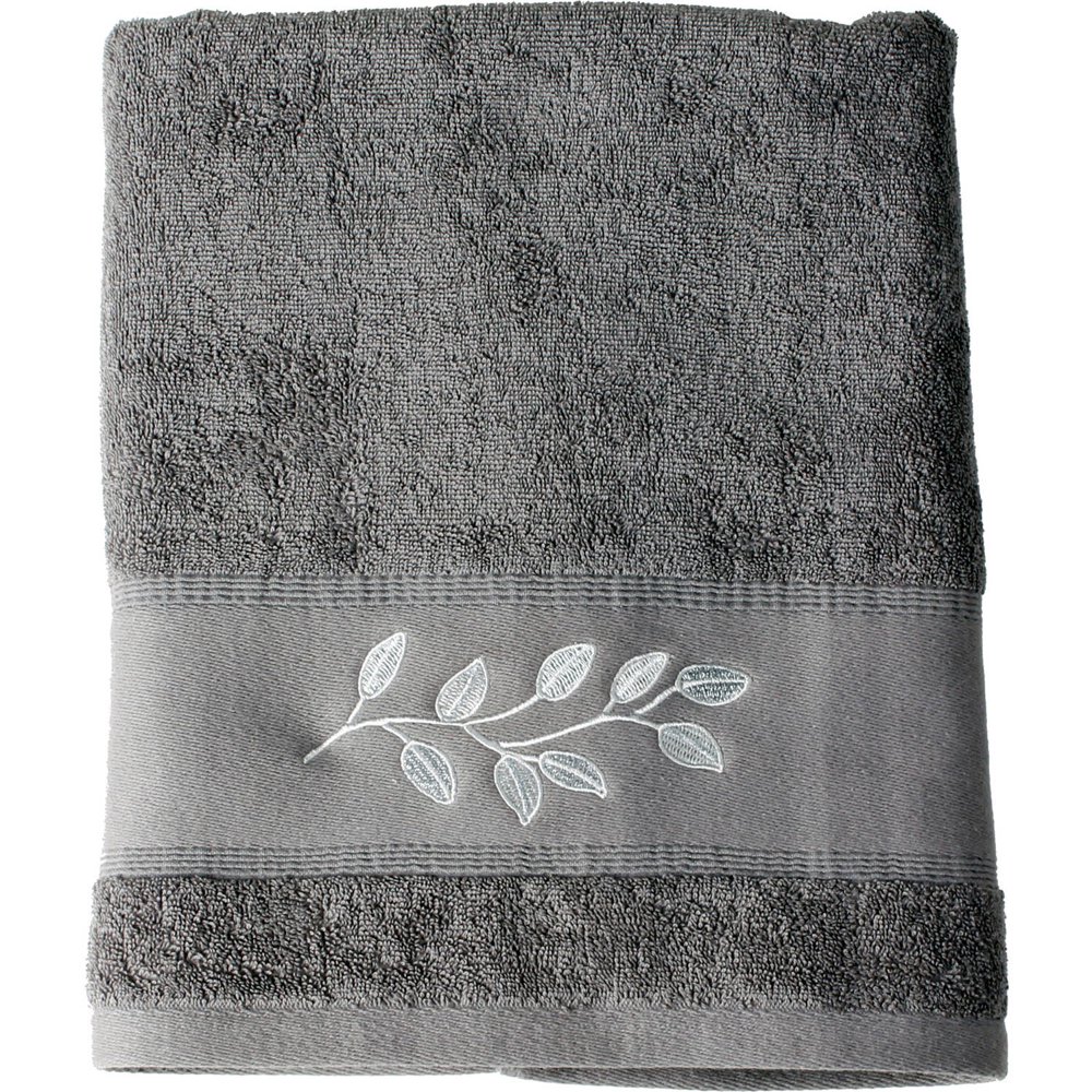Mainstays Silver Leaves Bath Towel, Silver, 25" x 50"