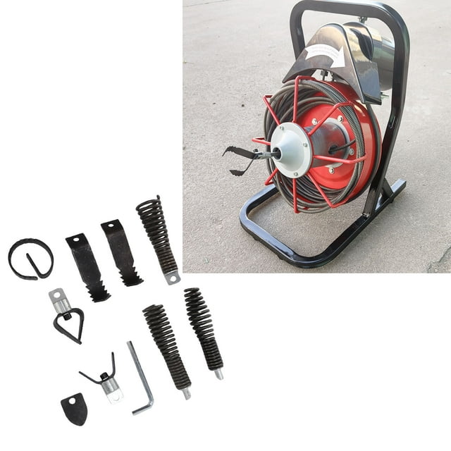 Drain Snake Drill Attachment Auger Bits, Household Professional Drain Auger Bits Stainless Steel Efficient Multi Functional with Hex Wrench for Cleaning Machine