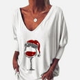 thumbnail image 2 of Fiaer Christmas Tshirts Women V Neck Oversized Trendy T Shirts Long Sleeve Glass Funny Back Button Loose Fit Tops White XL, 2 of 5