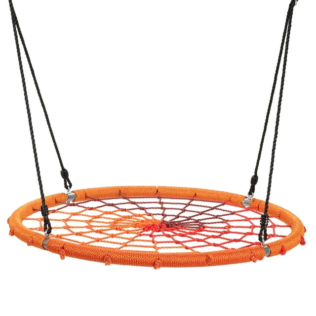 Costway 40'' Spider Web Tree Swing Kids Outdoor Play Set w/ Adjustable Ropes Gift Orange