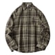 thumbnail image 1 of Blusa y camisa de manga larga con cuello vuelto para hombre, blusa informal a cuadros a la moda con botones y cuello vuelto, blusa de poliéster para hombre, 1 of 3