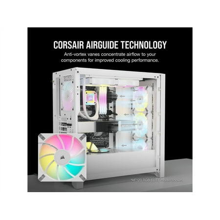 CORSAIR - AF140 RGB ELITE 140mm Computer Case Fan  with AirGuide Technology (2-pack) - White