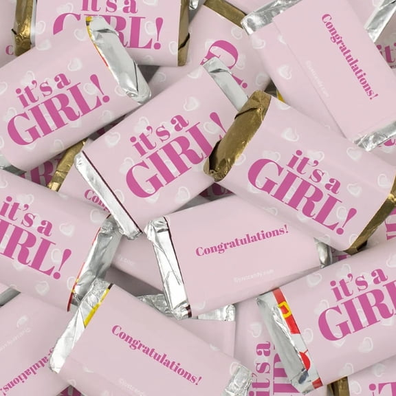 34 Pcs Pink It's a Girl Baby Shower Candy Party Favors Wrapped Chocolate Miniatures