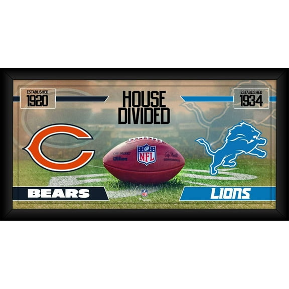 Chicago Bears vs. Detroit Lions Framed 10" x 20" House Divided Football Collage