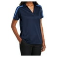 thumbnail image 4 of Yellow Rooster Women Silk Touch Performance Colorblock Stripe Polo Navy/Carolina Blue Grey/Black S, 4 of 6