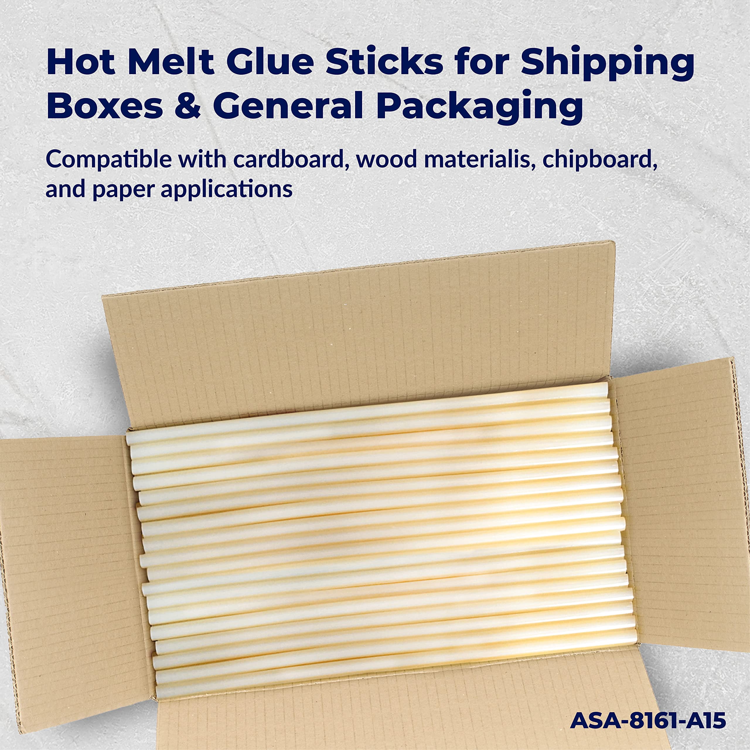 ASA 1/2" x15" Hot Glue Sticks | Strong Bond for Packaging & Woodworking | 25 lb Pack (375 Sticks)