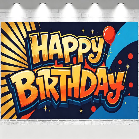 Happy Birthday Backdrop Golden Graffiti Balloon Glitter Birthday Banner Boys Birthday Party Decorations Background