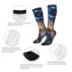 thumbnail image 3 of Fotbe Elegant Blue Gold Blooms Calcetas Divertidas Estampadas para Hombre y Mujer, Calcetas de Algodón hasta la Rodilla para Caminar, Correr, Enfermería y Embarazo, 3 of 6