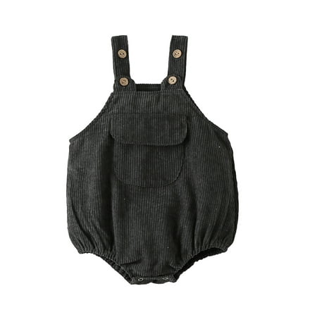 

Acuteok Baby Corduroy Rompers Infant Solid Color Sleeveless Bodysuit Newborn Suspenders Jumpsuits for Winter