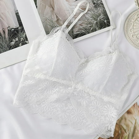 

asdoklhq Sports Bras for Women Lace Back Solid Strap Wrap Hollow Out Bra Underwear