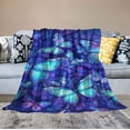 thumbnail image 2 of ONETECH Butterfly Blanket Blue and Purple Butterfly Throw Blanket Beautiful Butterflies Soft Warm Blanket Lightweight Blankets Flannel Blankets for Sofa Couch Bed Travel Gift for Kids Adults, 2 of 6