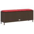 thumbnail image 5 of vidaXL Garden Bench with Cushion Brown 110x30x40.5 cm Poly Rattan, 5 of 5