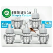 Air Wick Plug in Scented Oil Refill, 5 ct, Fresh New Day Simply Cotton, Air Freshener, Essential Oils, Spring Collection