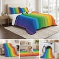 thumbnail image 6 of Twin XL Quilt Set 68''x98'', Colorful Striped Ombre Lightweight Bedspread Coverlet Set with 2 Pillow Shams, Rainbow Stripes Modern Abstract Art Breathable All Season Quilt Bedding for Dorm/Guest Room, 6 of 9
