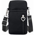thumbnail image 1 of Crossbody Mobile Wallet Nylon Shoulder Bag Walking Wallet Wristband Sports Armband (black), 1 of 5