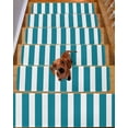 thumbnail image 2 of Stair Treads for Wooden Steps, Teal Striped Peel and Stick Stair Treads with Adhesive, Simple Art Vertical Stripe Farmhouse Non Slip Indoor Stairs Runner Rugs Mats for Elders Dogs 8"x30" 7PCS, 2 of 7