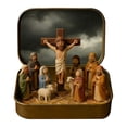 thumbnail image 3 of Mini Christmas Nativity Set in a Tin Box, Handcrafted Pocket Bethlehem Scene, Portable Holy Family Display, Small Religious Ornament, for Desk, Shelf, Office, or Travel Decor(3PCS), 3 of 10