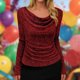 thumbnail image 1 of Xuyuer Women's Solid Color V-Neck Long Sleeve Pullover, Pile Casual Fashion Top for Women's Blouses Collection, 1 of 9