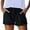 Black -CQ17, variant on Women Casual Denim Shorts Elastic Waist Drawstring Distressed Ripped Double Pockets Cuffed Hem Summer Shorts Wine M