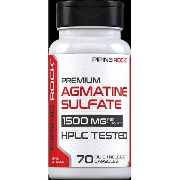 Agmatine Sulfate 1500mg | 70 Capsules for Men and Women | by Piping Rock