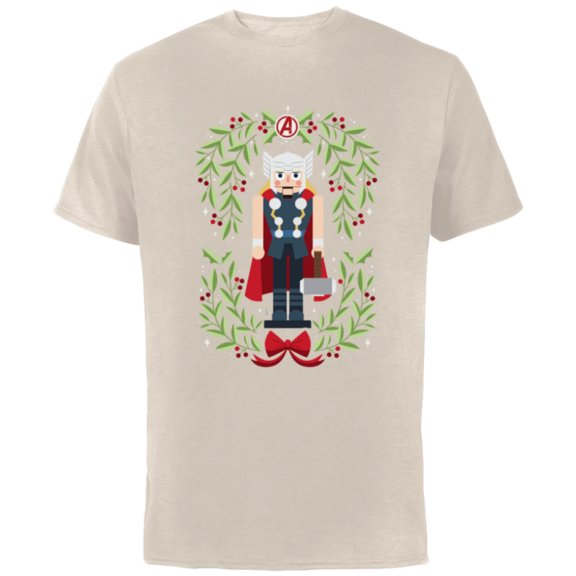 Marvel Holiday Christmas Avengers Holly Thor Nutcracker - Short Sleeve Cotton T-Shirt for Adults - Customized-Natural