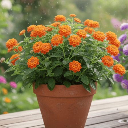 Orange Trailing Lantanas Plant Live, Perennial Orange Flowering for Starter Plant, Live Flowering Shrub in 4 Inch Pot