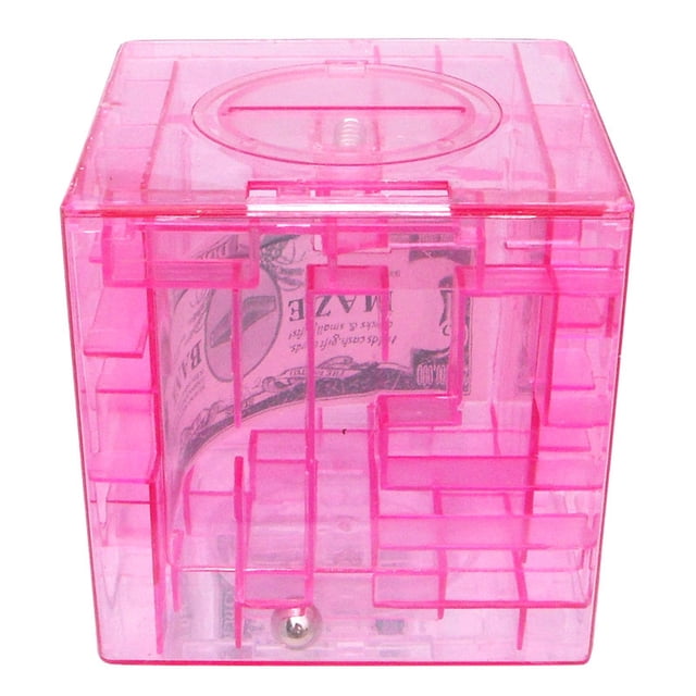Laberinto 3D con forma de cubo transparente con forma de banco de dinero para niños y adultos