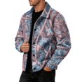 thumbnail image 5 of GrmtClth Mens Leaf Camo Collared Jacket Long Sleeve Snap Closure Oversized Fit Cool Weather Everyday Casual Coat Pink 2XL, 5 of 8